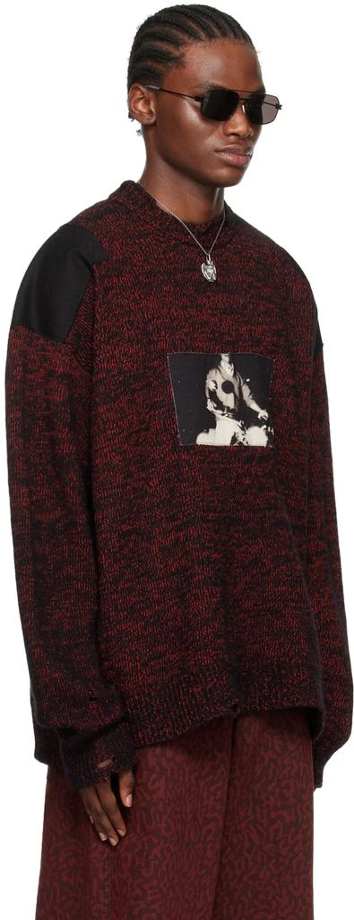 LU'U DAN Red & Black Shoulder Patch Sweater 2