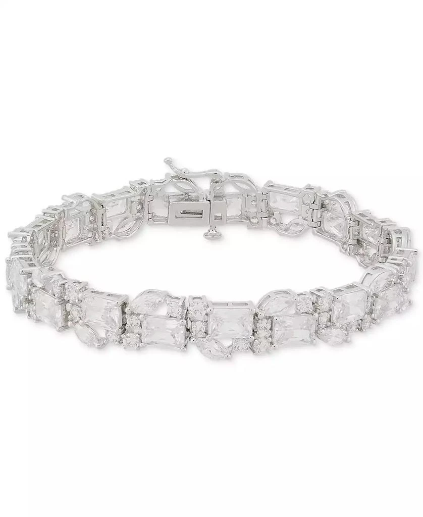 Arabella Cubic Zirconia Mixed Cut Cluster Tennis Bracelet in Sterling Silver 1