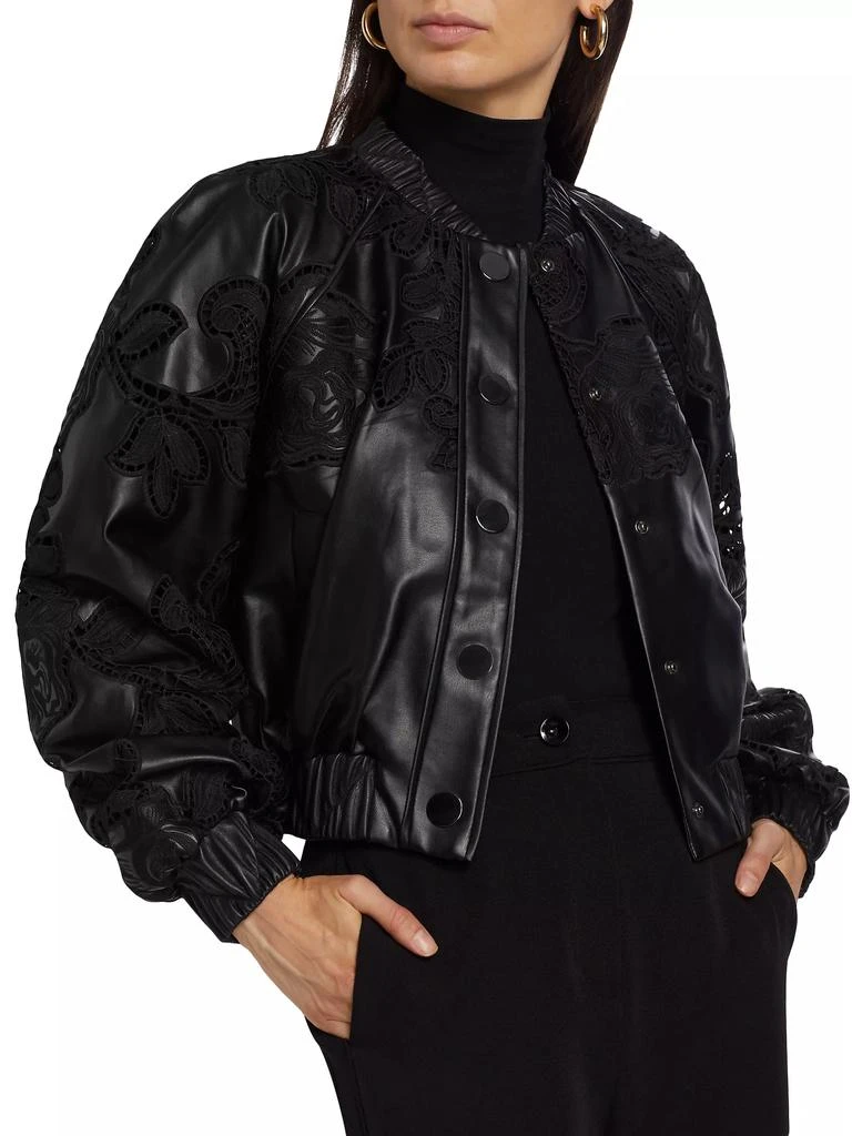 Toccin Brynn Vegan Leather-Lace Bomber Jacket 6