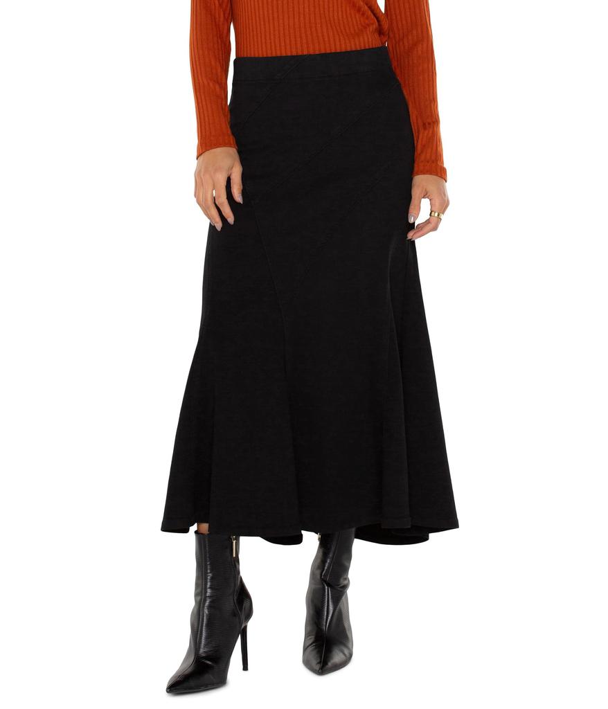 Liverpool Los Angeles Pull On Seamed Mermaid Maxi Skirt Mid Rise Silky Soft Denim