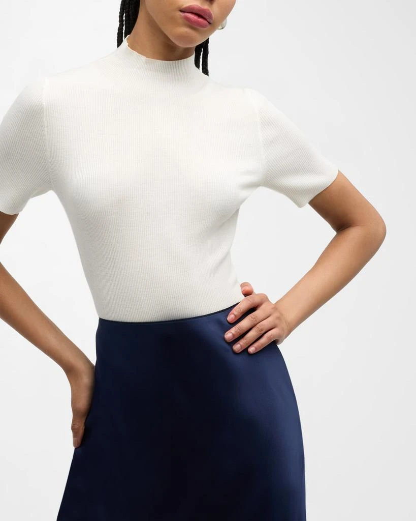 Theory Leenda Regal Merino Wool Short-Sleeve Mock-Neck Top 7