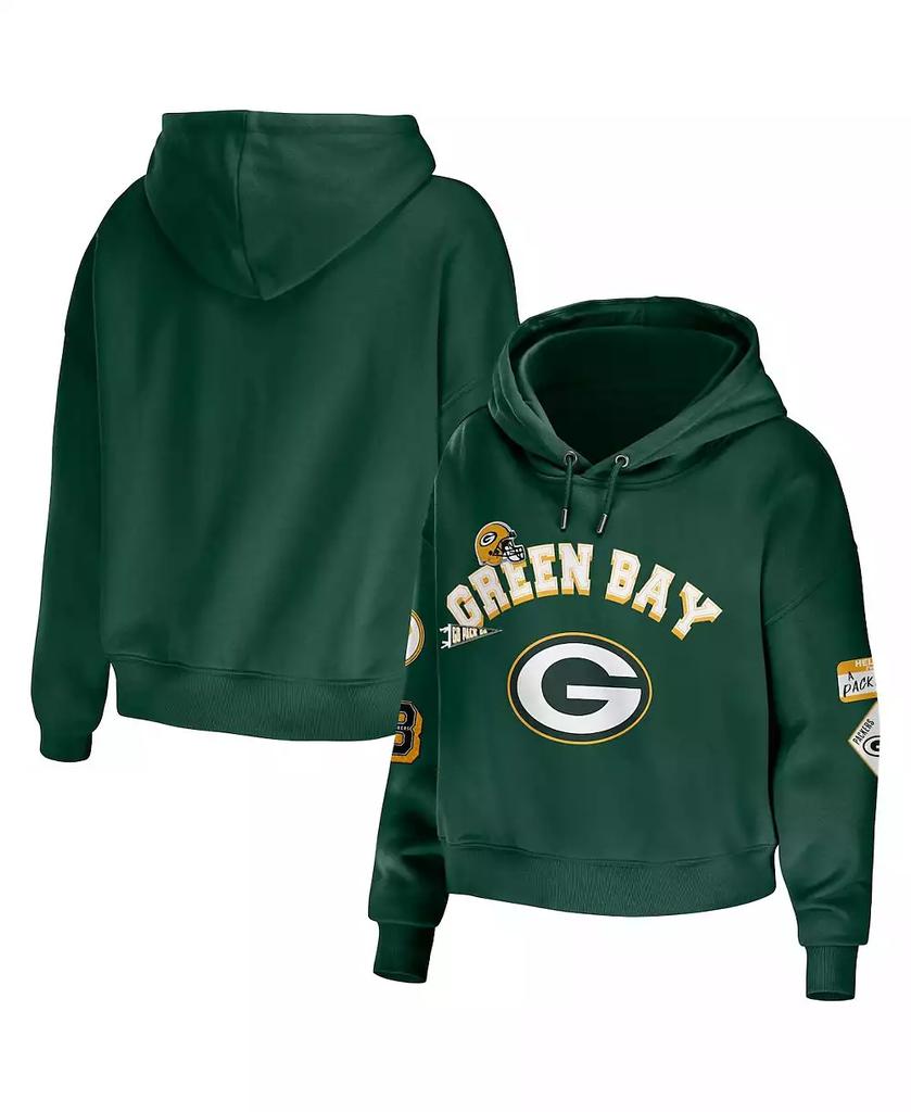 WEAR by Erin Andrews Women's Green Green Bay Packers Modest Cropped Pullover Hoodie