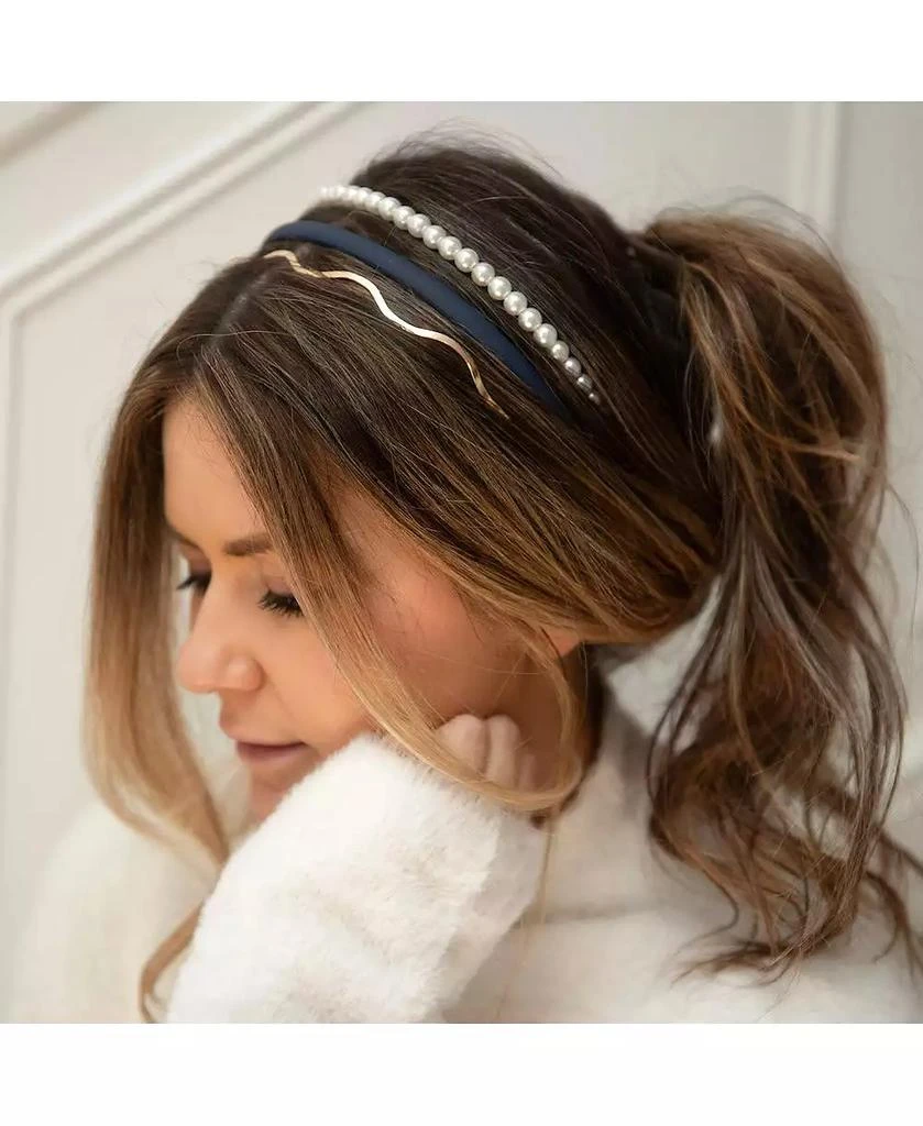Headbands of Hope Headband Set - Blue + Pearl + Gold 5