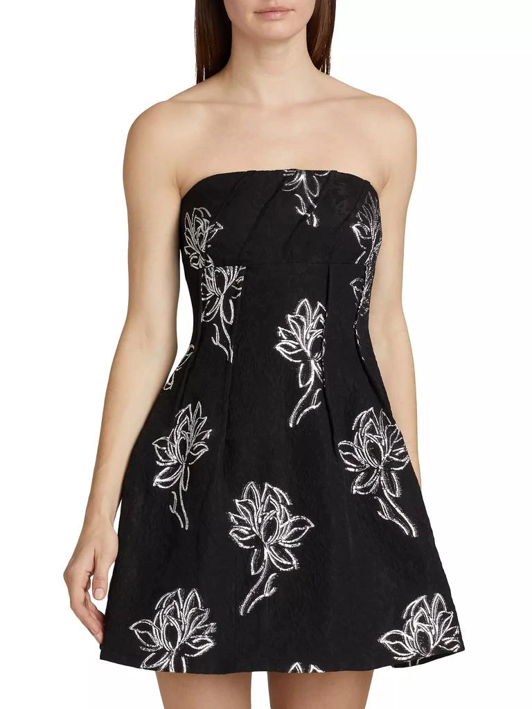 Monique Lhuillier Naomi Floral Jacquard Strapless Minidress 3