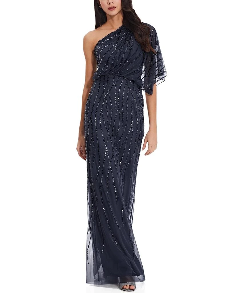 Long One Shoulder Beaded Dress  On Sale Now with Up to 73% Off | Discover  Exclusive Deals & Savings at BeyondStyle  Authentic Adrianna Papell  women|clothing|dresses with Limited-Time Discounts, Free Shipping,