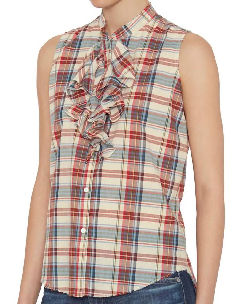 NSF Plaid Ruffle Sleeveless Top