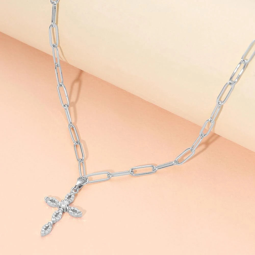 FASHNZFAB Stainless Steel Pendant Paperclip Chain Necklace 4