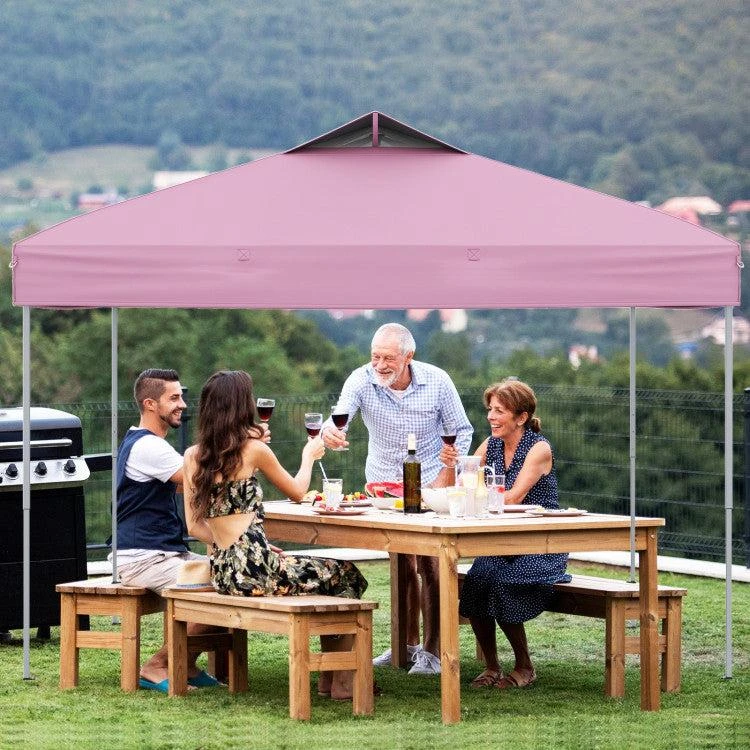 Hivvago 10 X 10 Ft Foldable Outdoor Patio Shelter Canopy Tent With 1-Push Center Lock 2