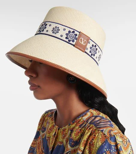 Valentino Antibes embroidered straw bucket hat 2
