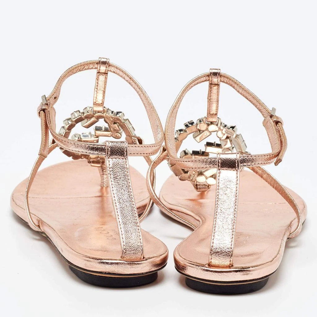 Gucci Gucci Metallic Leather Crystal Embellished GG Thong Flat Sandals Size 37 5