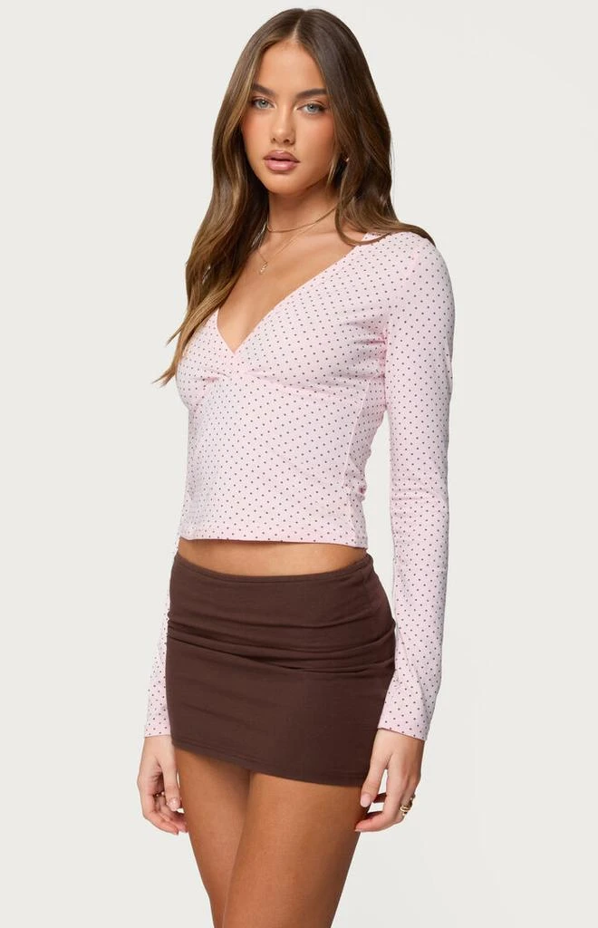 Edikted Kianah Polka Dot V Neck T-Shirt 2