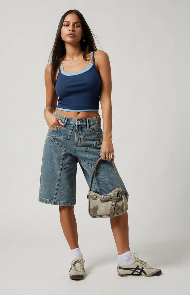 PacSun Light Indigo Star Seam Extreme Denim Jorts 5