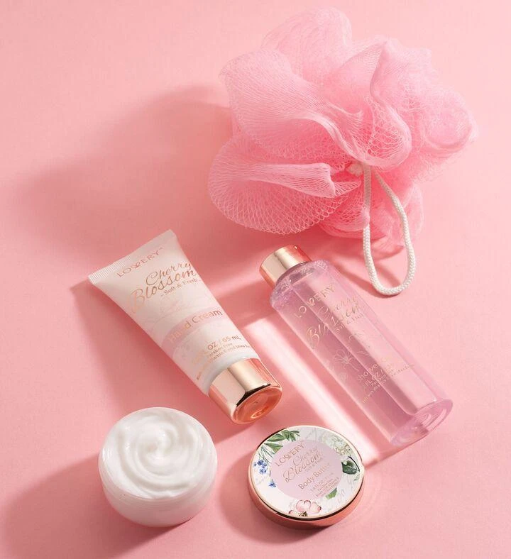 Lovery Cherry Blossom Home Spa Gift Set in Clear Travel Bag 2