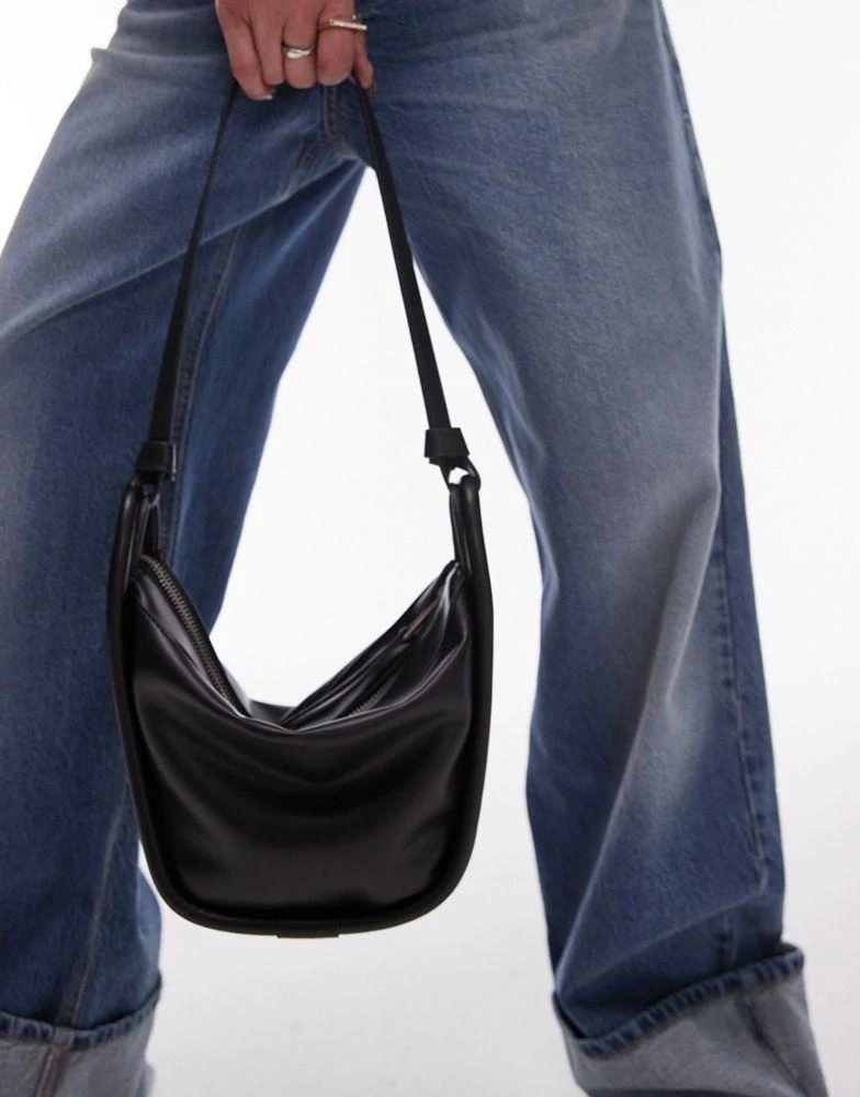 Topshop Topshop Sergio structured bucket shoulder bag in black 2