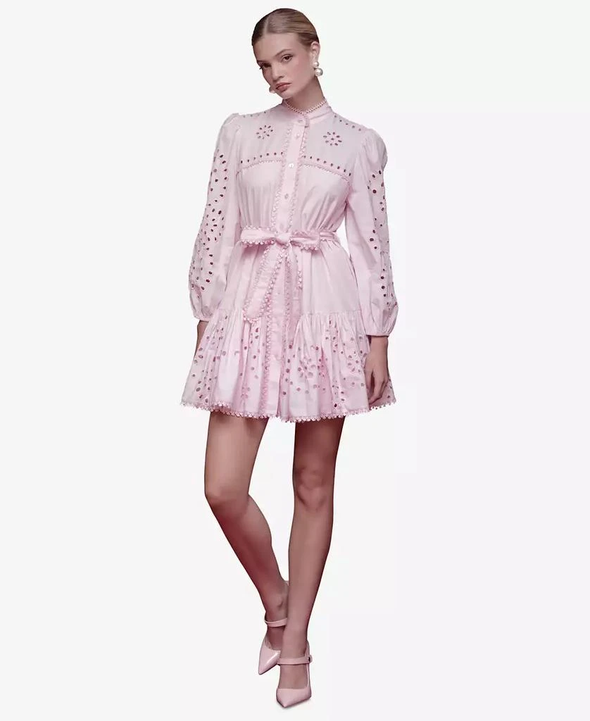 Avec Les Filles Women
s Eyelet Cotton Lined Shirt Dress 1