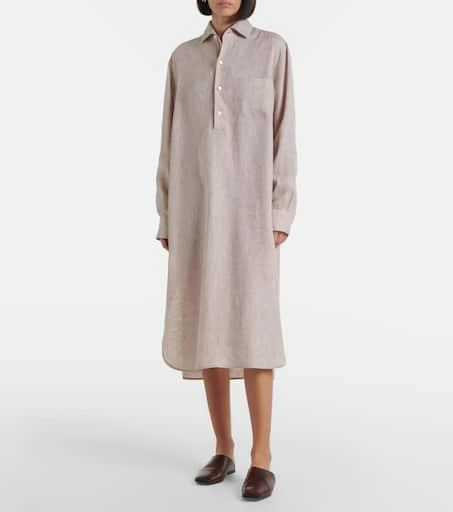 plus size linen dress Blue Plus Size Casual Cotton Linen Dresses For Women Q9043 main image 1