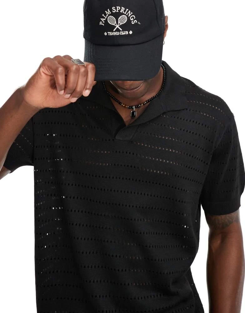 South Beach South Beach oversized knit beach polo in black 4