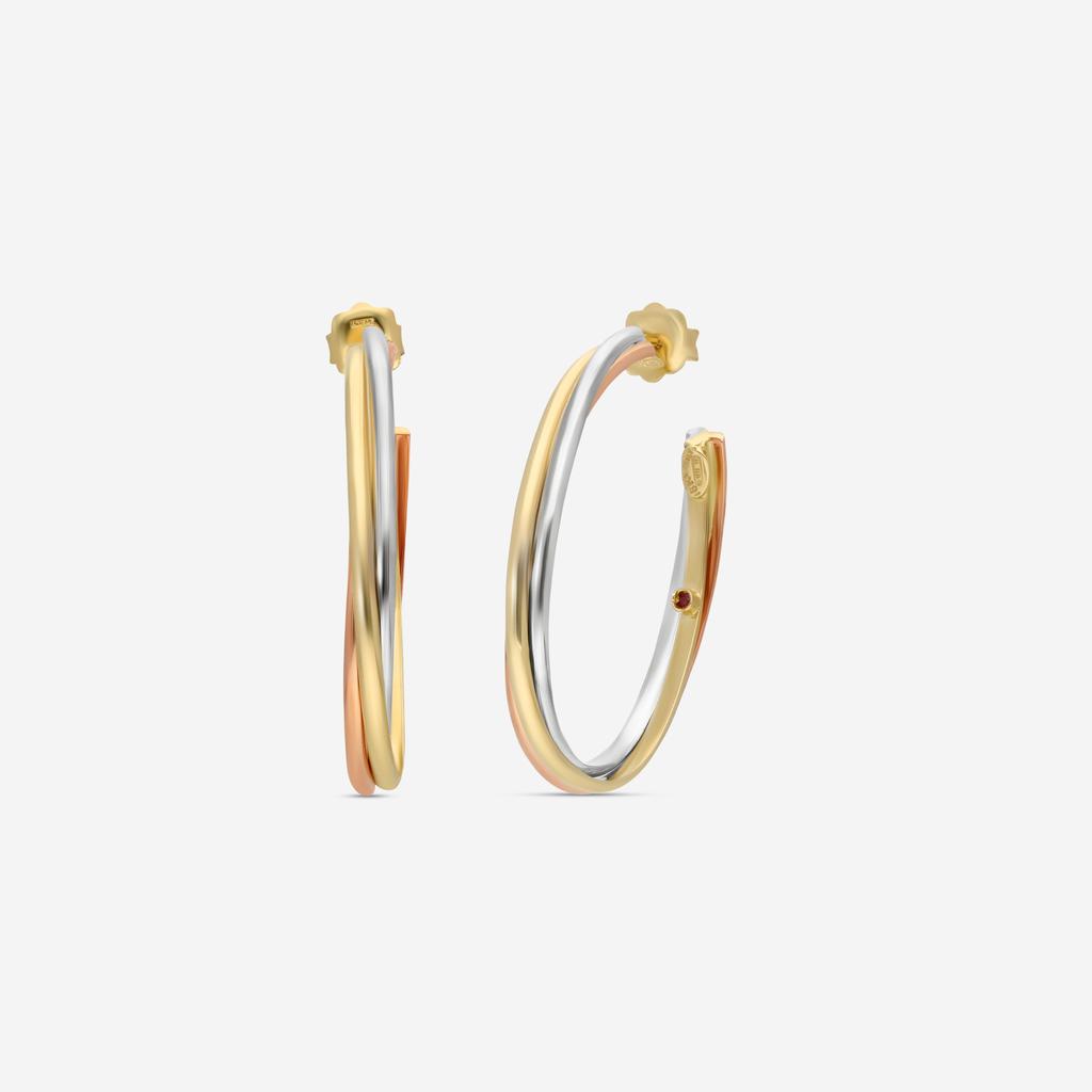 Roberto Coin Roberto Coin 18K Yellow, White & Rose Gold Hoop Earrings 262764AZER00
