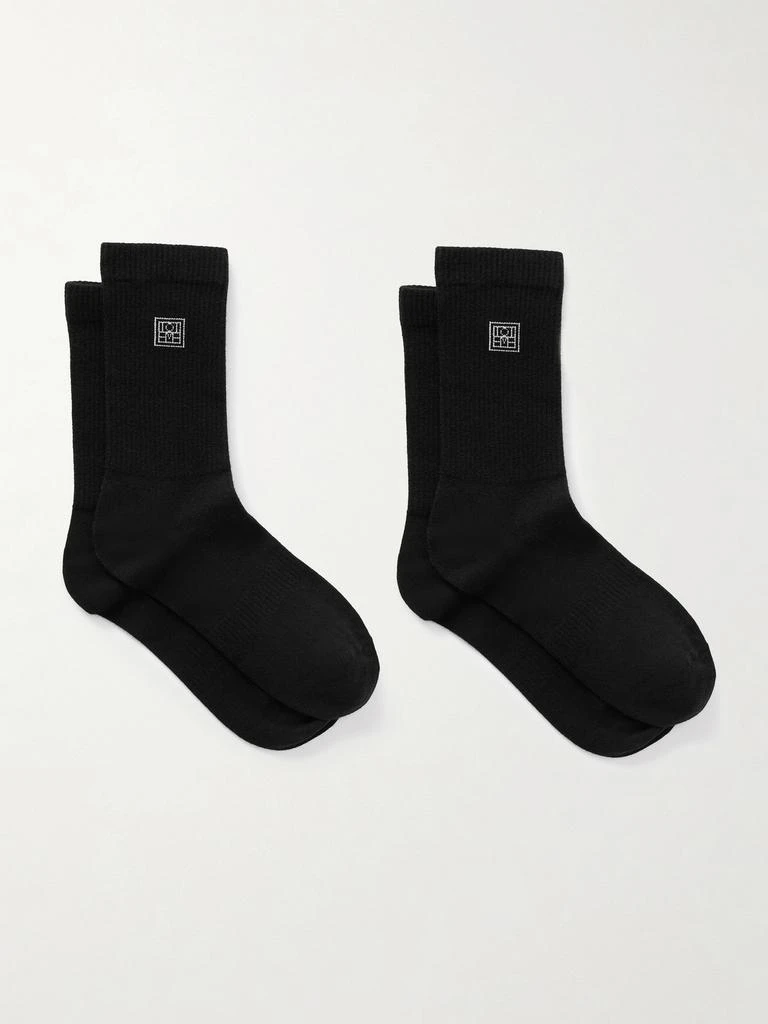 Totême Embroidered Ribbed Cotton-blend Socks