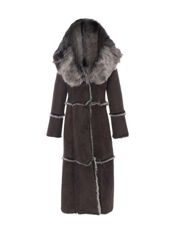 WOLFIE FURS Made For Generations™ Reversible Hooded Sheepskin Shearling Coat