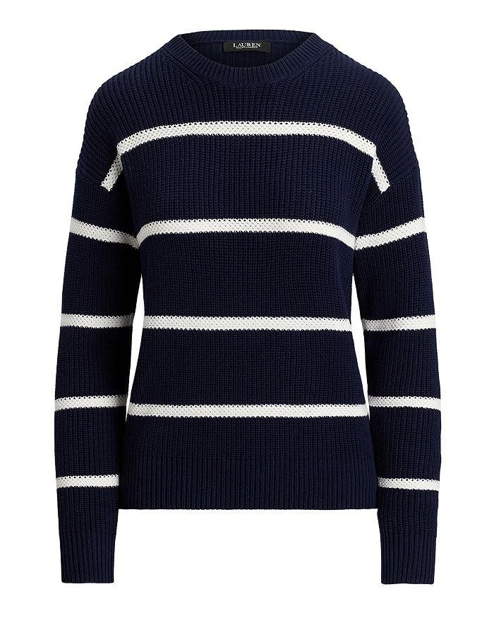 Ralph Lauren Striped Rib Knit Cotton Crewneck Sweater