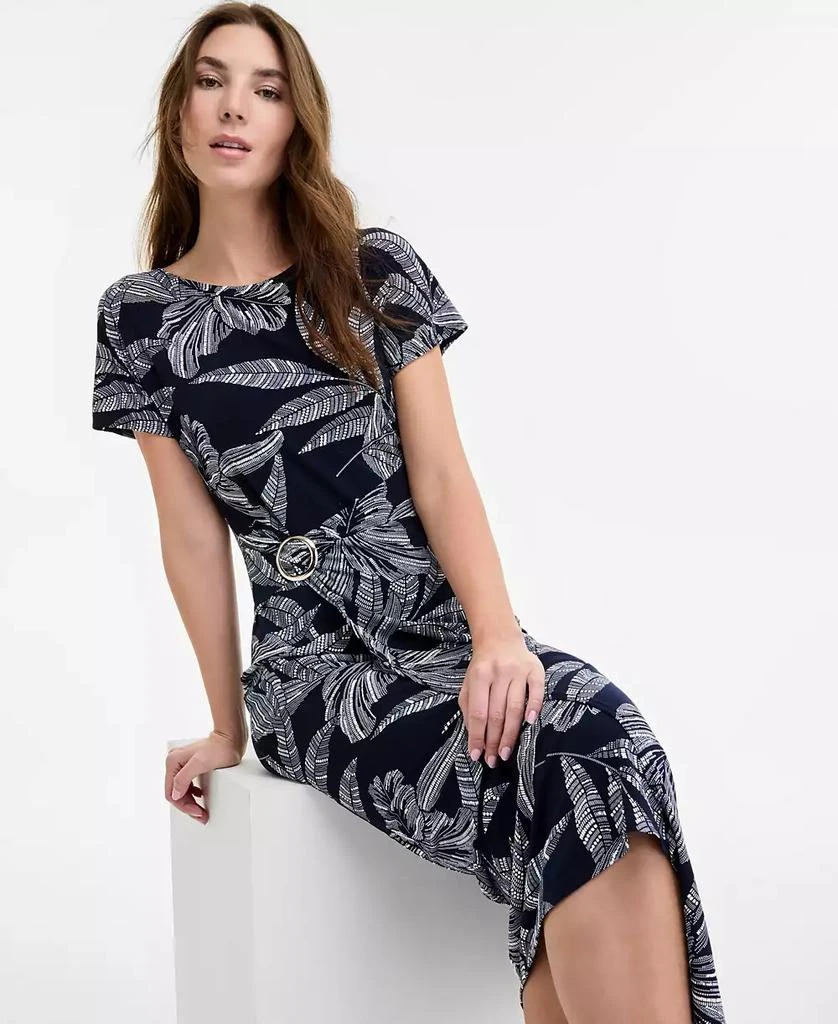 Robbie Bee Women's Printed Round-Neck Faux-Wrap Dress 4