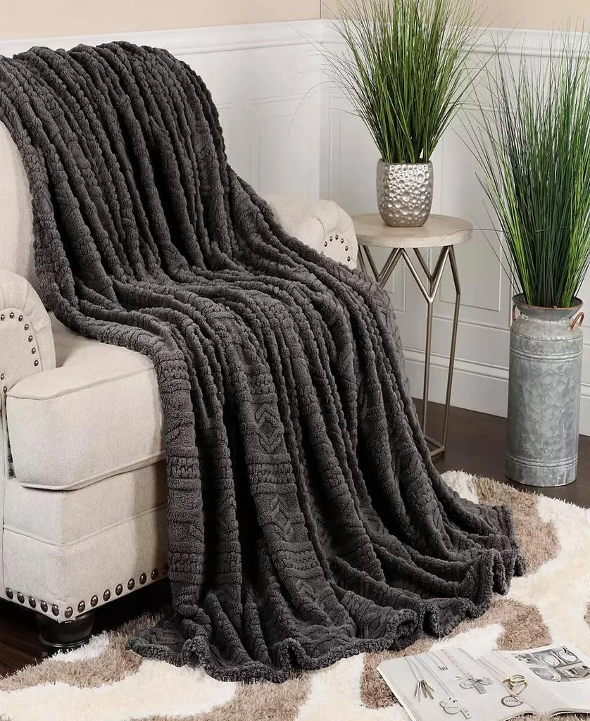 Superior Boho Knit Jacquard Fleece Plush Fluffy Blanket 3