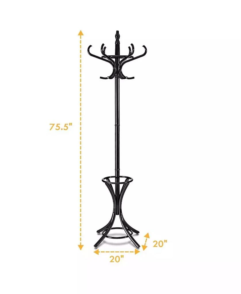 GOUUN Wood Standing Hat Coat Rack with Umbrella Stand 3