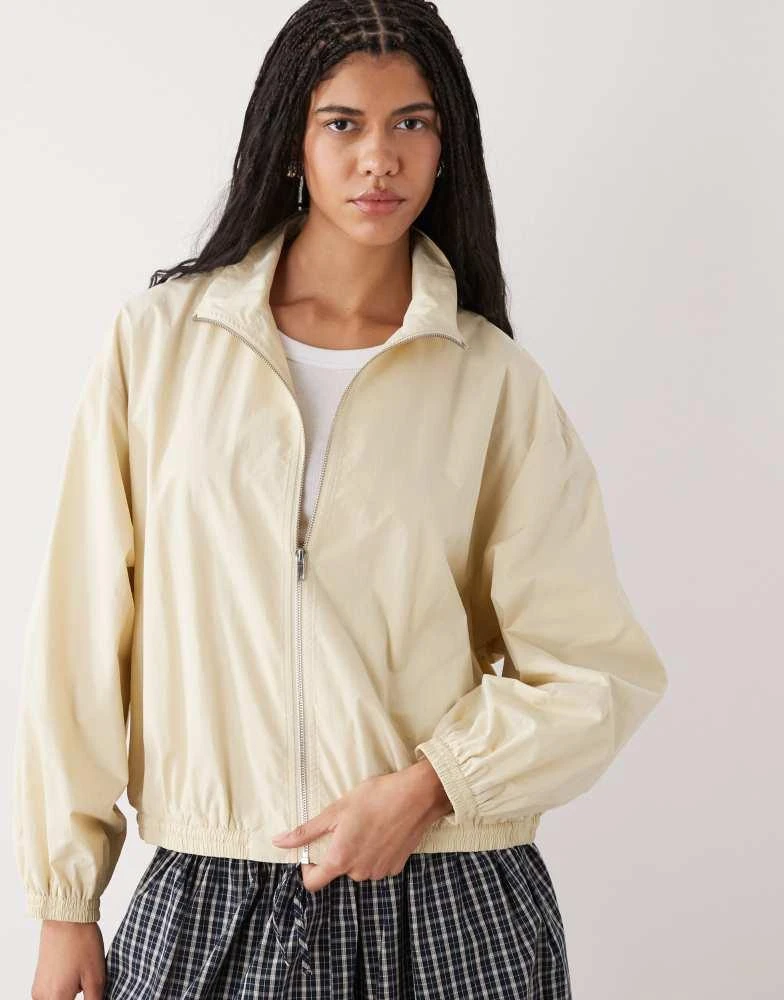 Weekday Weekday track jacket with funnel collar in light beige