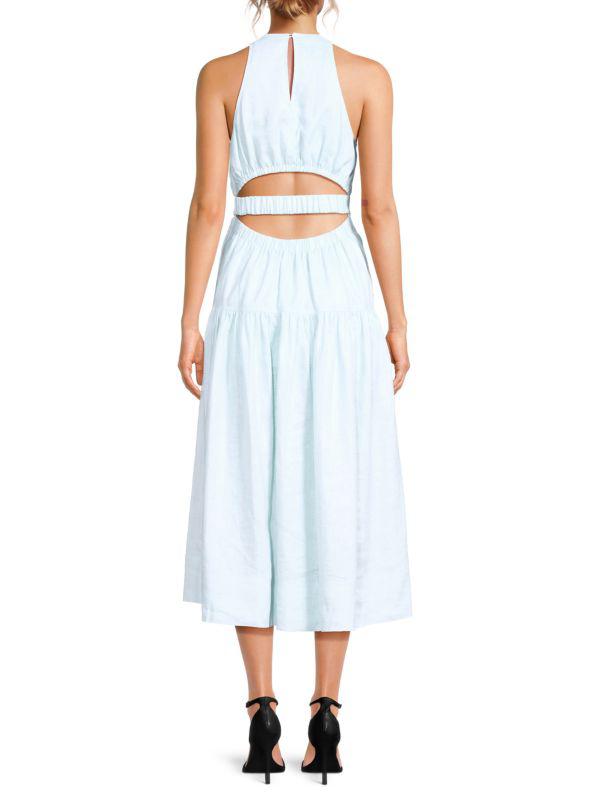 A.L.C. Wrenley Cutout Back Linen Midi Dress