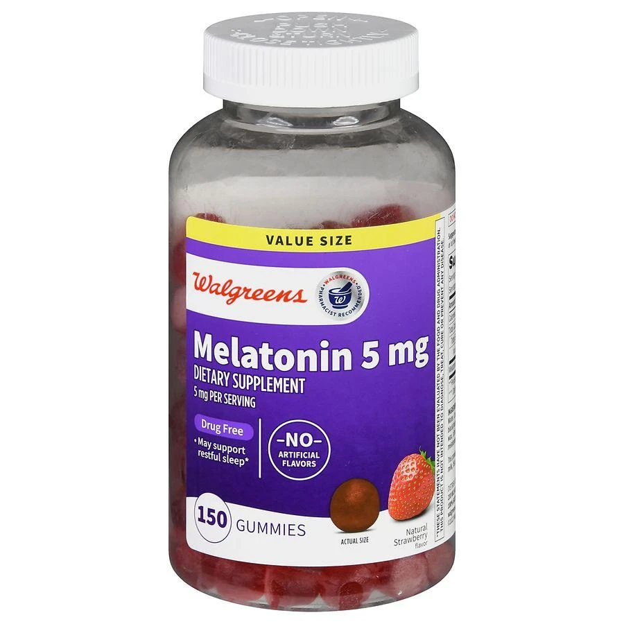 Walgreens Melatonin 5 mg Gummies Natural Strawberry 1
