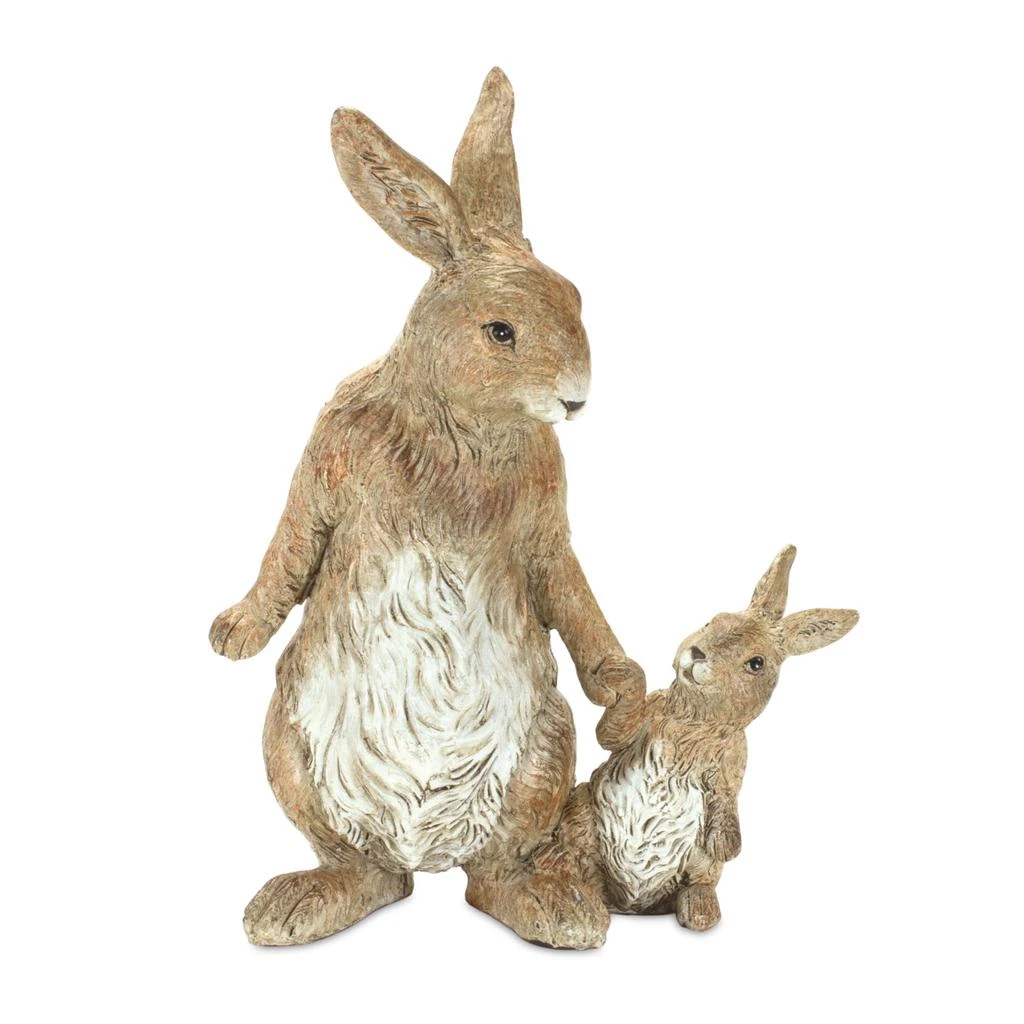 Hivvago Stone Mother Rabbit and Baby Bunny Figurine (Set of 2) 2