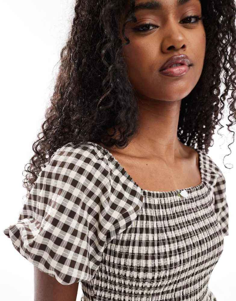 knee length dresses for ladies Kennedy Smock Mini Dress - Chocolate Gingham