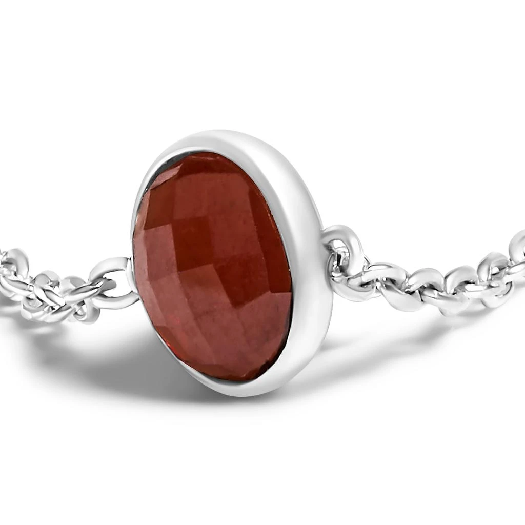 Haus of Brilliance .925 Sterling Silver Bezel Set Red Garnet 5 Station Adjustable Bolo Bracelet 3