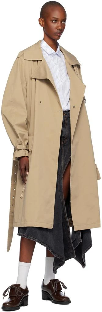 OPEN YY Beige Motorcycle Trench Coat 4
