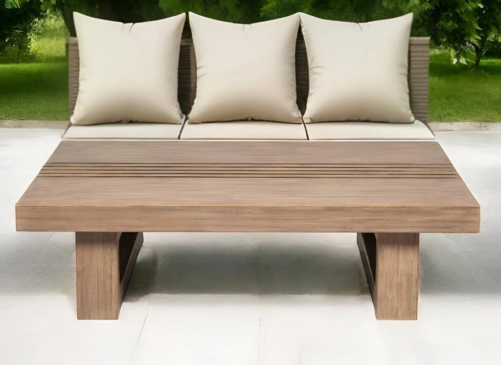 Hivvago 33" Natural Solid Wood Outdoor Coffee Table 2