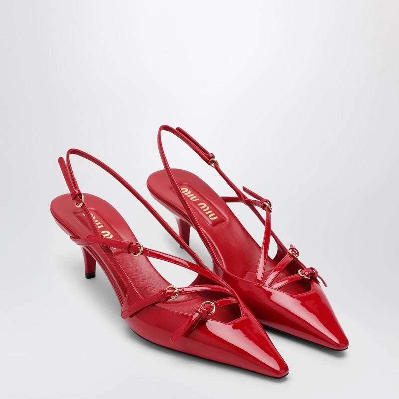 Miu Miu Red patent leather slingback décolleté with buckles 2