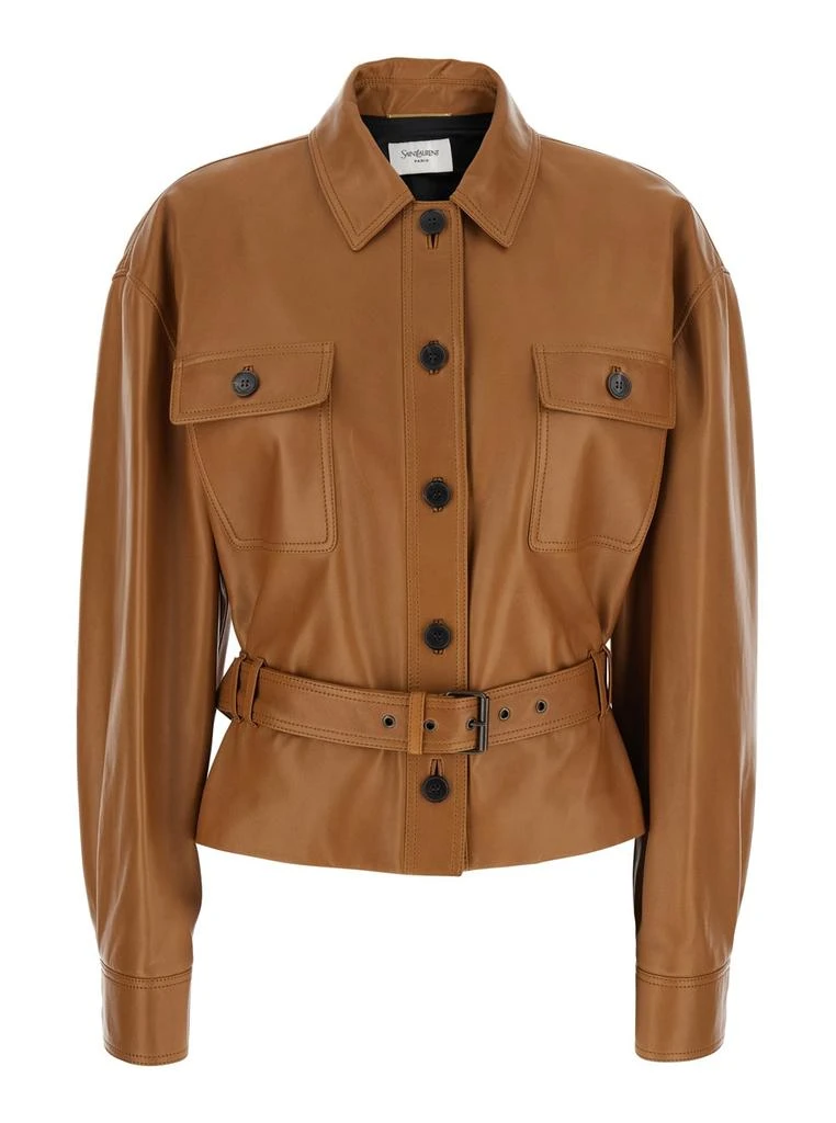 Yves Saint Laurent Brown Leather Jacket 1