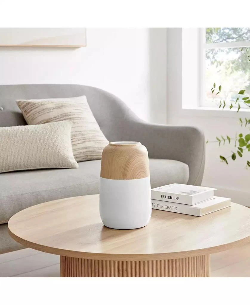 Danya B Nora Burk Two Tone Cylindrical Tabletop Vase - White and Beech 2