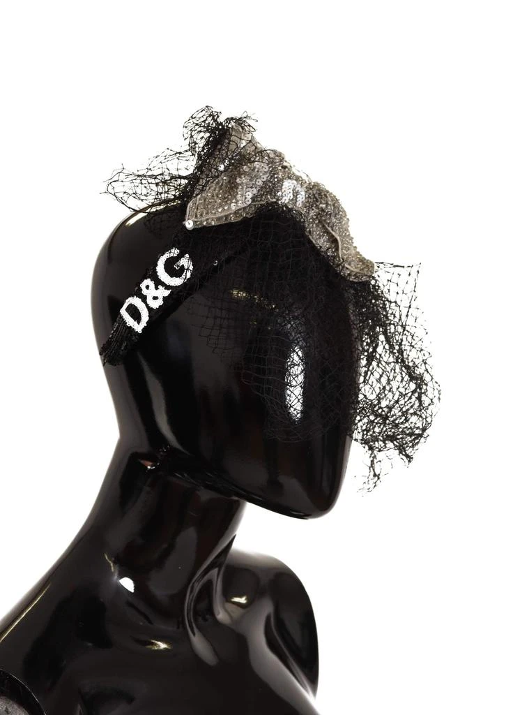 Dolce & Gabbana Dolce & Gabbana Black Logo Sequined Fascinator Diadem Headband 3