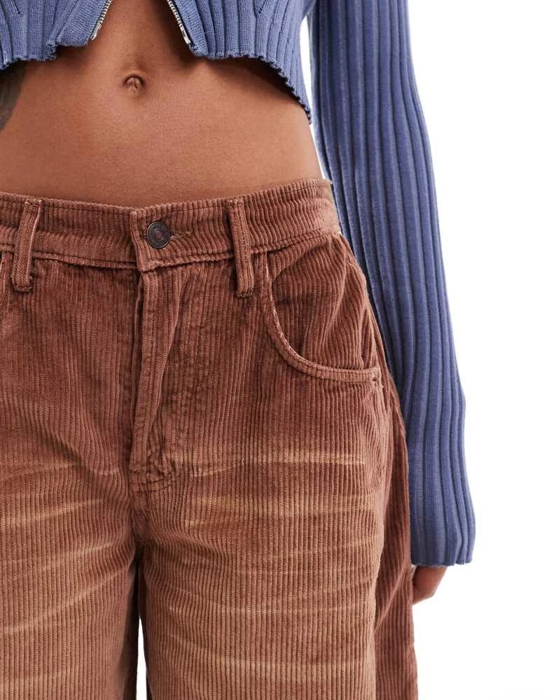 Free People Free People good luck barrel leg cord jeans in washed tan 4