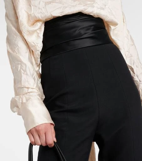 Khaite Lenro satin-trimmed high-rise slim pants 4