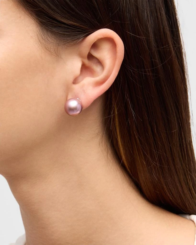 BELPEARL 18K White Gold 13mm Kasumiga Purple Pearl Earrings 2
