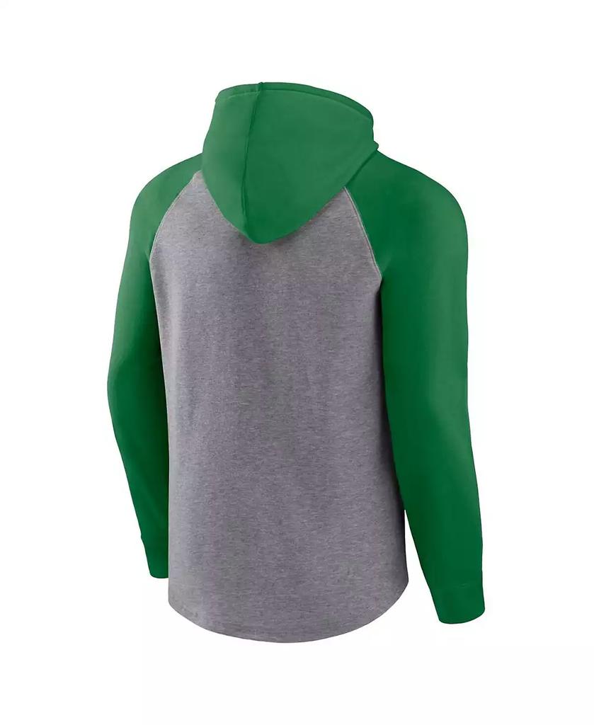 Fanatics Men's Green, Heather Gray Oregon Ducks Wrap Up Raglan Pullover Hoodie