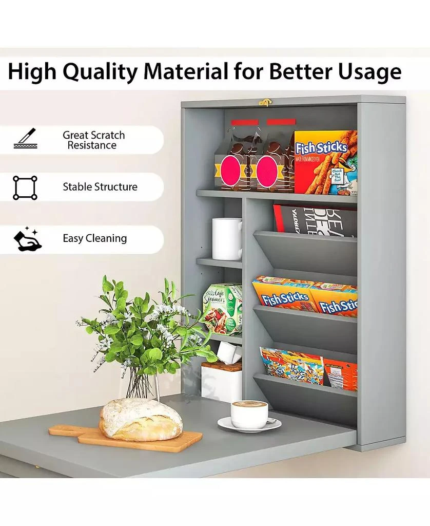 GOUUN Wall-Mounted Fold-Out Convertible Floating Desk Space Saver 5