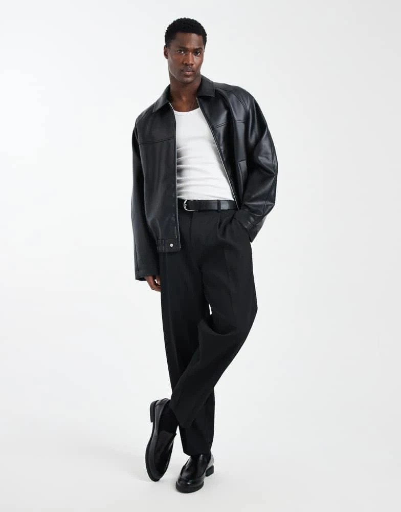 ASOS ASOS DESIGN faux leather jacket in black 2