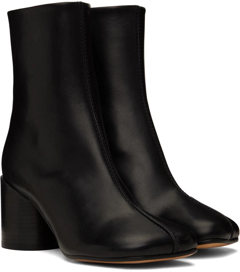 MM6 Black Stitch-Out Leather Ankle Boots 4