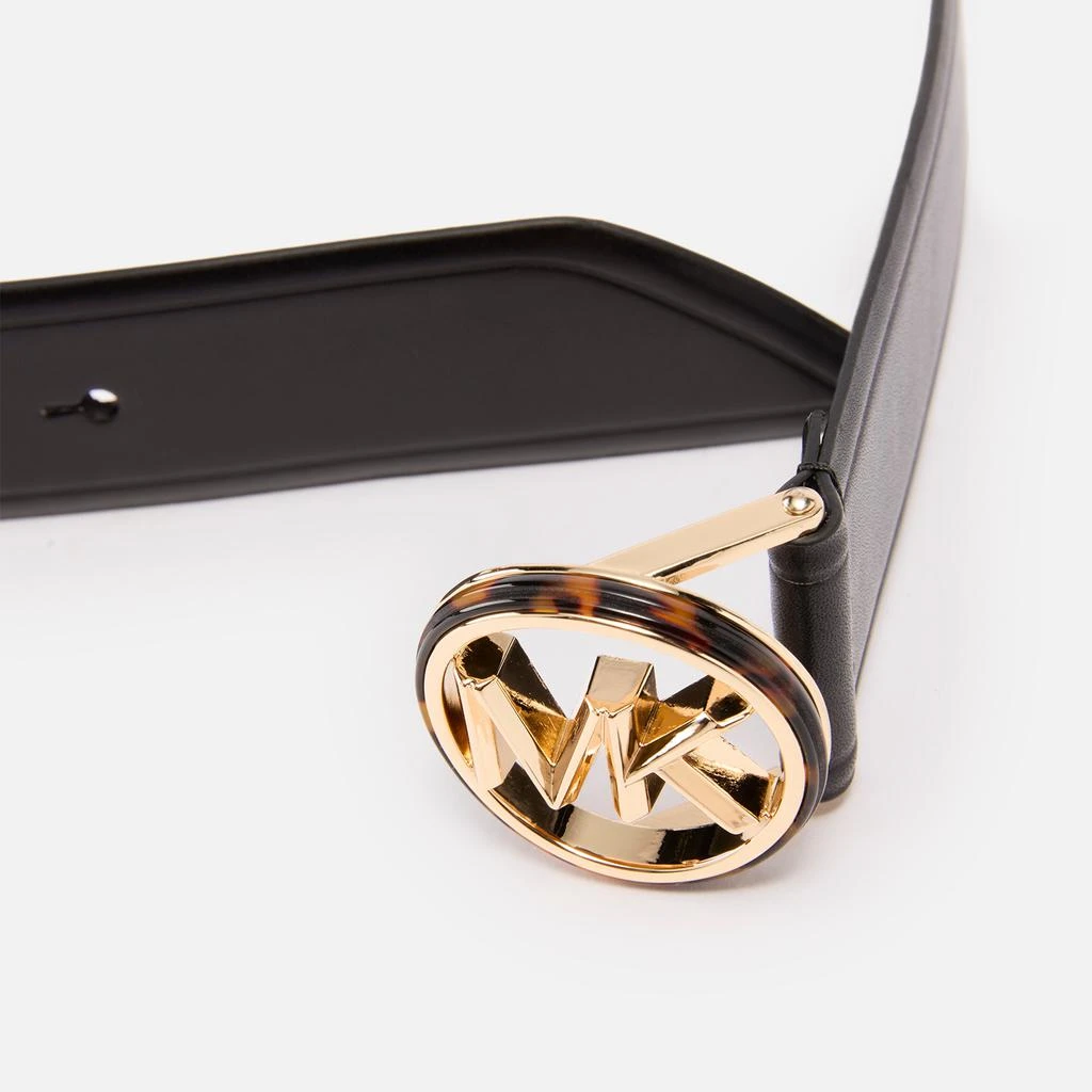 Michael Kors Black Pebbled Leather Belt-tortoise shell buckle w/ MK Charm Logo Michael Kors Tortoiseshell Buckle Leather Belt – On Sale Now  main image 3