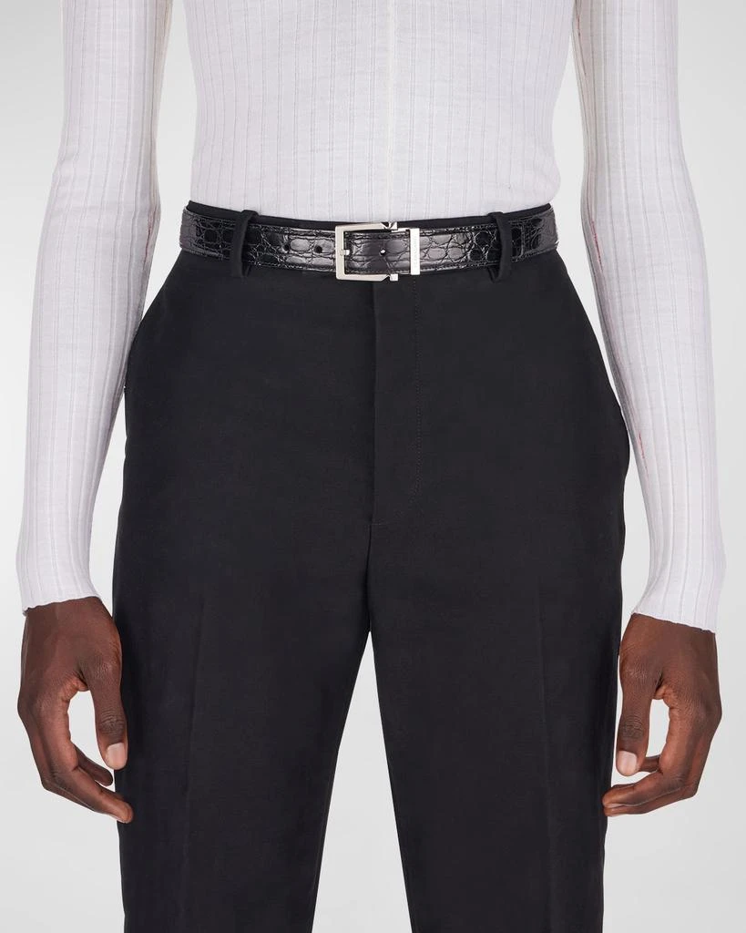 Salvatore Ferragamo Men's Adjustable Crocodile Gancini Belt 4