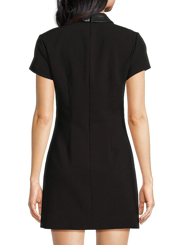 black dress with faux leather trim Black Button Up Faux Leather Trim Dress S main image 0